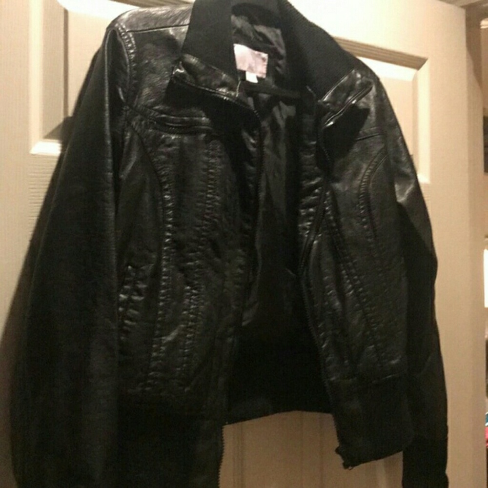 Black faux leather jacket